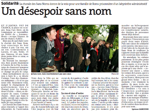 soutien à une famille rom - chorale des sans nom